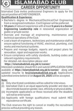 Jobs in Islamabad Club